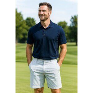 Nike Golf Dri-Fit Mens White Gray Striped Golf Shorts Lightweight Comfort Sz 38